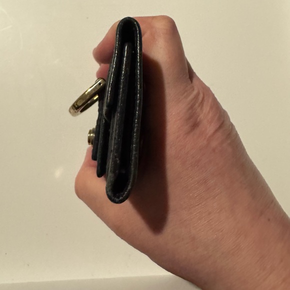 Gucci GG Monogram Black Key & Card Holder with Gold Accent